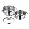 Vinod Bremen Stainless Steel Saucepot Set of 2 with Glass Lid | 2.5mm Thick Base | Riveted Sturdy Handle