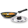 Hawkins Futura 20 cm Frying Pan Hard Anodised Fry Pan with Stainless Steel Lid Small Frying Pan Black