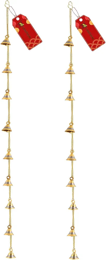UAPAN Brass Door Hanging Bell With Brass Chain For Bandarwal, Temple Decoration, Mandir, Home Decoration