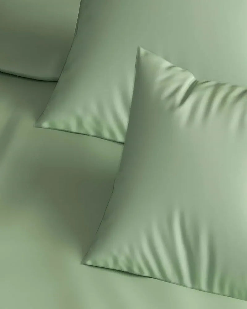 Trance Home Linen Premium 300 Tc Pure 100% Cotton Solid Single Size Fitted Bedsheet with 1 Pillow Cover,Small Single