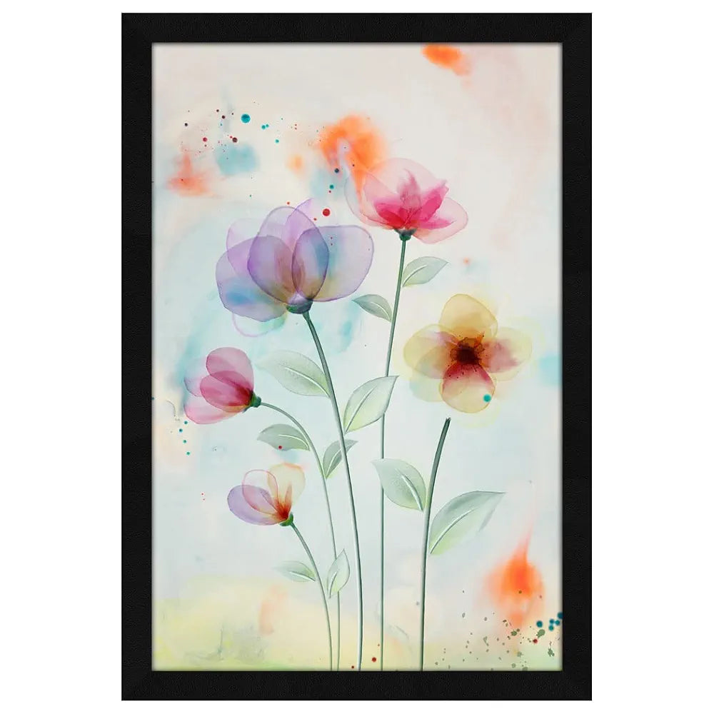 ArtX Paper Watercolor Flower Framed Wall Art Painting, Wall Decor For Living Room, Multicolor, Floral, 18.5 X 12.5 Inches, Set of 1