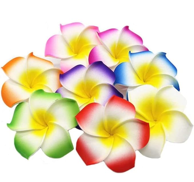 VRB Dec™ Artificial Big Foam Hawaaii Fake Foam Water Floating Flowers for Pooja Thali, Festival and Events, Home, Table, Badroom, Pooja Room, Diwali Decoration Items and DIY Craft (Multicolor, 12)