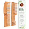 Ayurveda Amrita Organic Twin Tooth & Handle Neem Wood Comb | Helps in Dandruff Removal