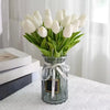 Artificial Tulips 20Pcs Real Touch Fake Tulips PU Flower Arrangement Bouquets White20