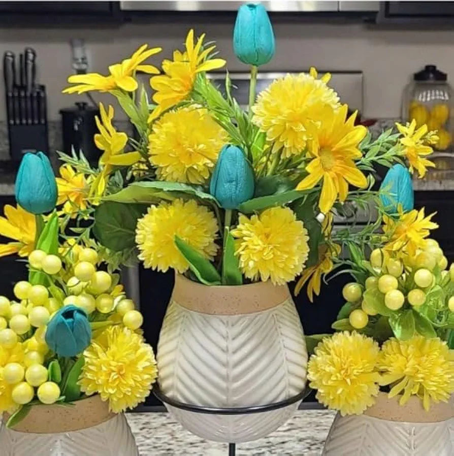 SATYAM KRAFT 5 Pcs Artificial Chrysanthemum Hydrangea Ball Flower Sticks for Home, Office, Bedroom, Balcony, Living Room, Wedding & Craft Decoration  