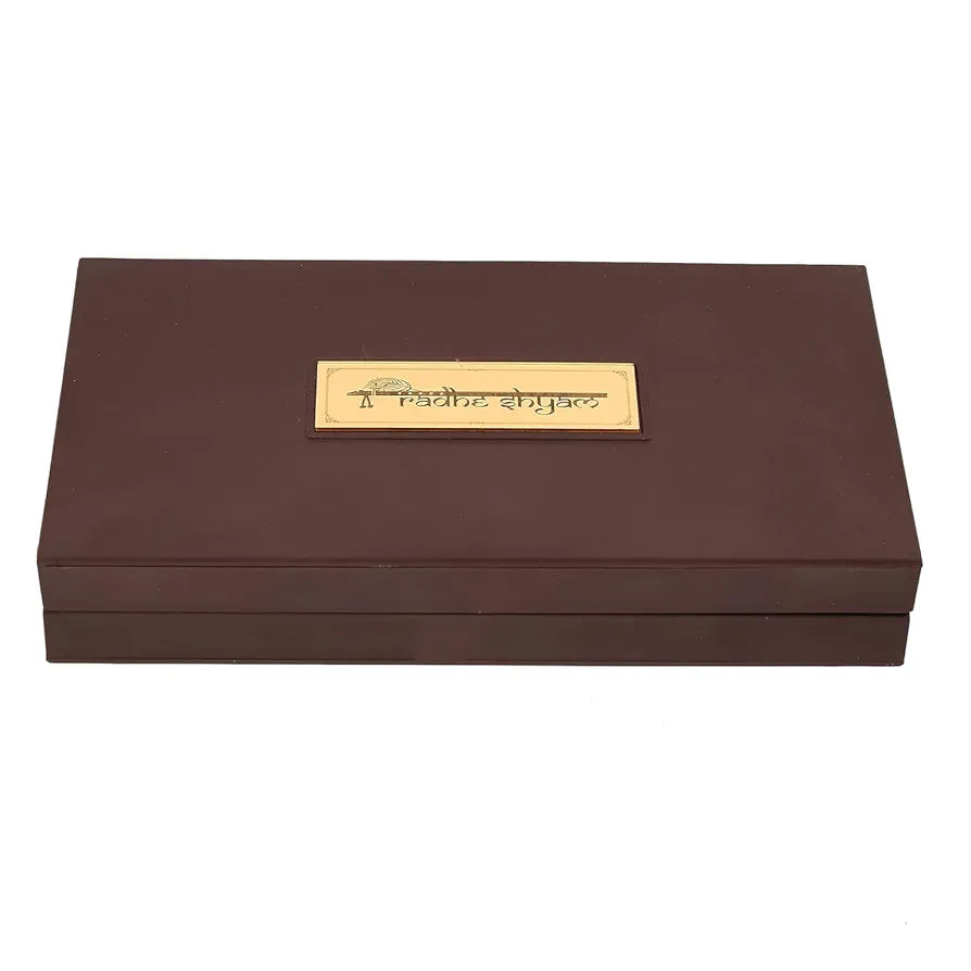 JAIPUR ACE Gold Plated Radhe Shyam Charan Paduka yantra | Devotional Prayer Box Wooden Momento with Natural Fragrance for Home or for Gifting 