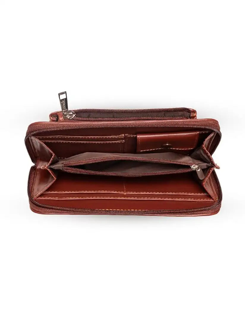 ZOUK Wallets for Women - Handmade Classic Wallets for Females - Vegan Leather and Jute Purse for Ladies - Wallets with Mobile Phone Pocket