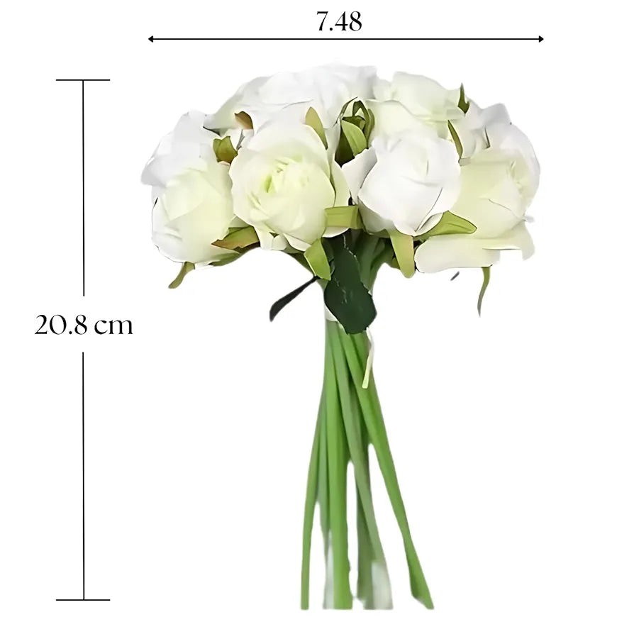 VERVENIX Set of 12 Artificial Rose Flower Bunches for Vase  – Premium Decorative Gift Items for Living Room, Bedroom, Wedding, Party, and Events 