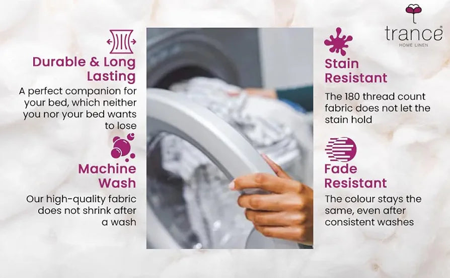 Trance Home Linen 180TC Premium Printed Skin Friendly Fitted Bedsheet with 2 Pillow Cover - 100% Cotton 