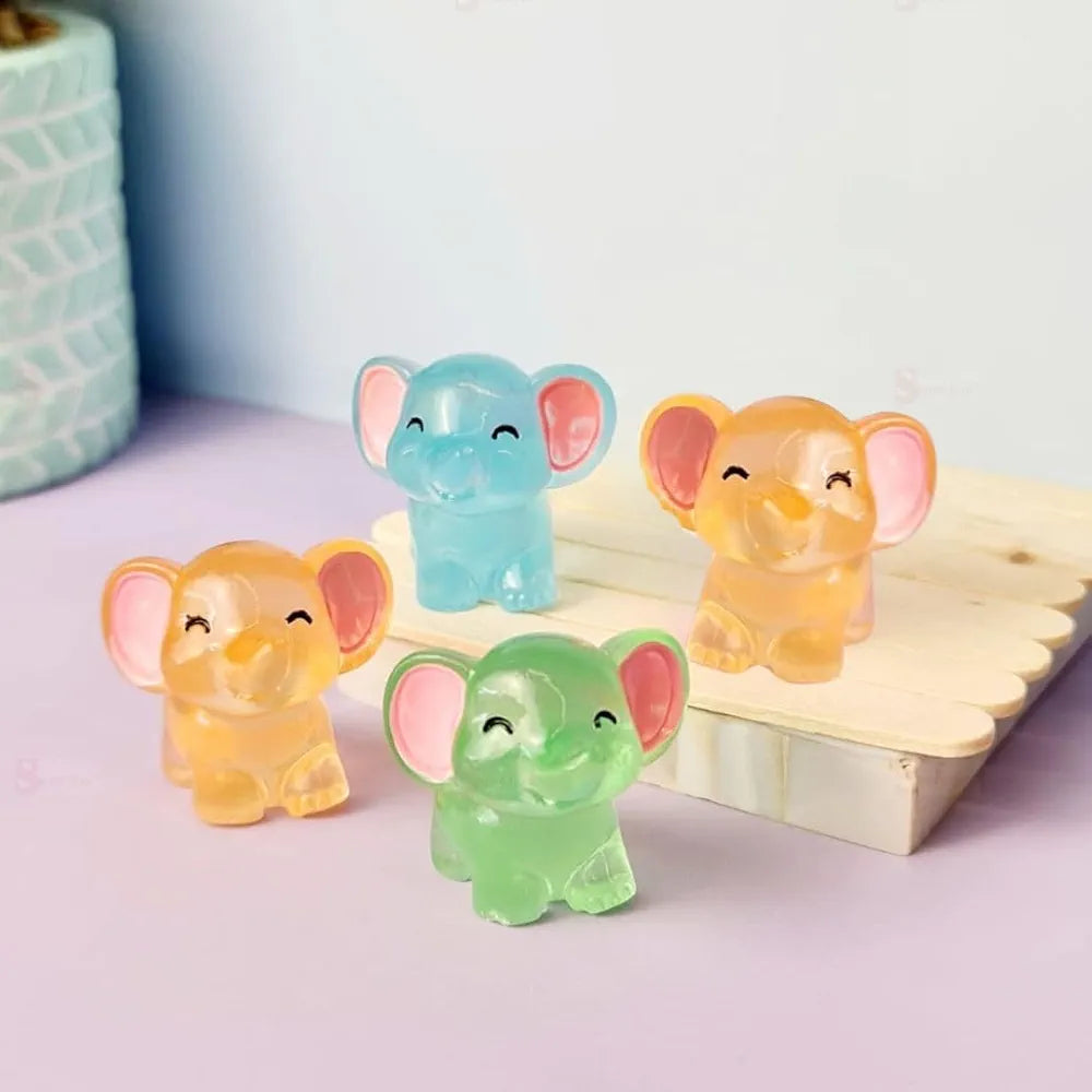 SATYAM KRAFT Resin 1 Set Elephant Miniature Figurines | Decorative Showpiece | Gift for Him/Her, Mother's Day, Home, Bedroom, Living Room, Office, Table, Car Dashboard | Festive Decor