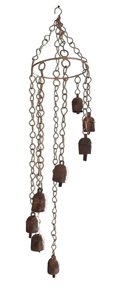 Tej Gifts Metal Bell Wind Chime for Balcony Home Positive Energy Good Luck |Home Decor Long Brass Bells Hanging Gifts for Loved Ones 7 Bells Wind Chime Decorative Outdoor/Indoor Hanging 