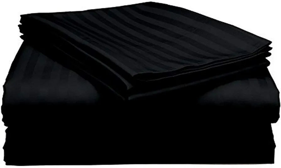 Microfiber Flat Single Bed Bedsheet| Plain Striped Cotton Bedsheet with 1 Pillow Cover for Queen Size Bed| Supersoft 340 TC| Breathable| Wrinklefree| 