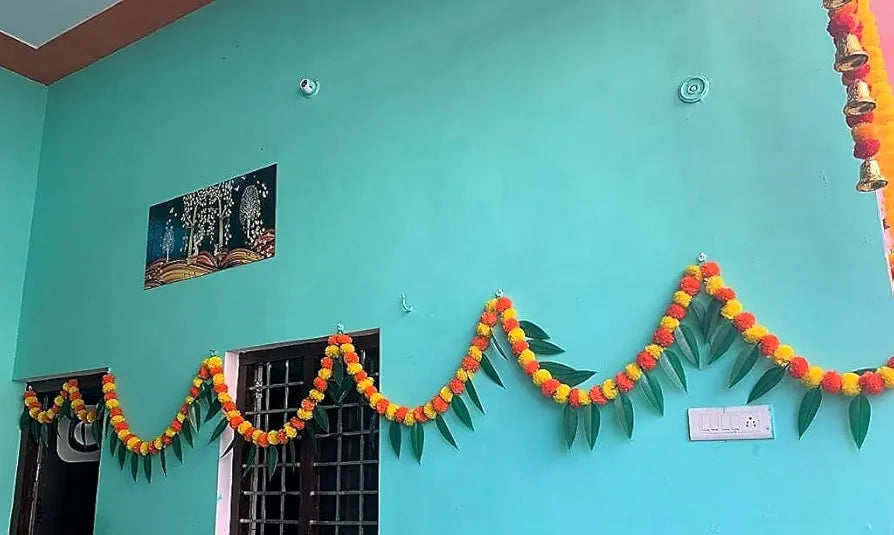 SPHINX Artificial Marigold &Mango Leaves Simple Door-Window toran/Door hangings/Festive Decorations - Approx.100 cms/40 Inches/3.33 Ft. - 