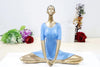 Jaipur Ace Yoga Lady Polyresin Face Up Blue Themed Statue Creative Abstract Design Art Figurine Yoga Lady (Blue Gold)