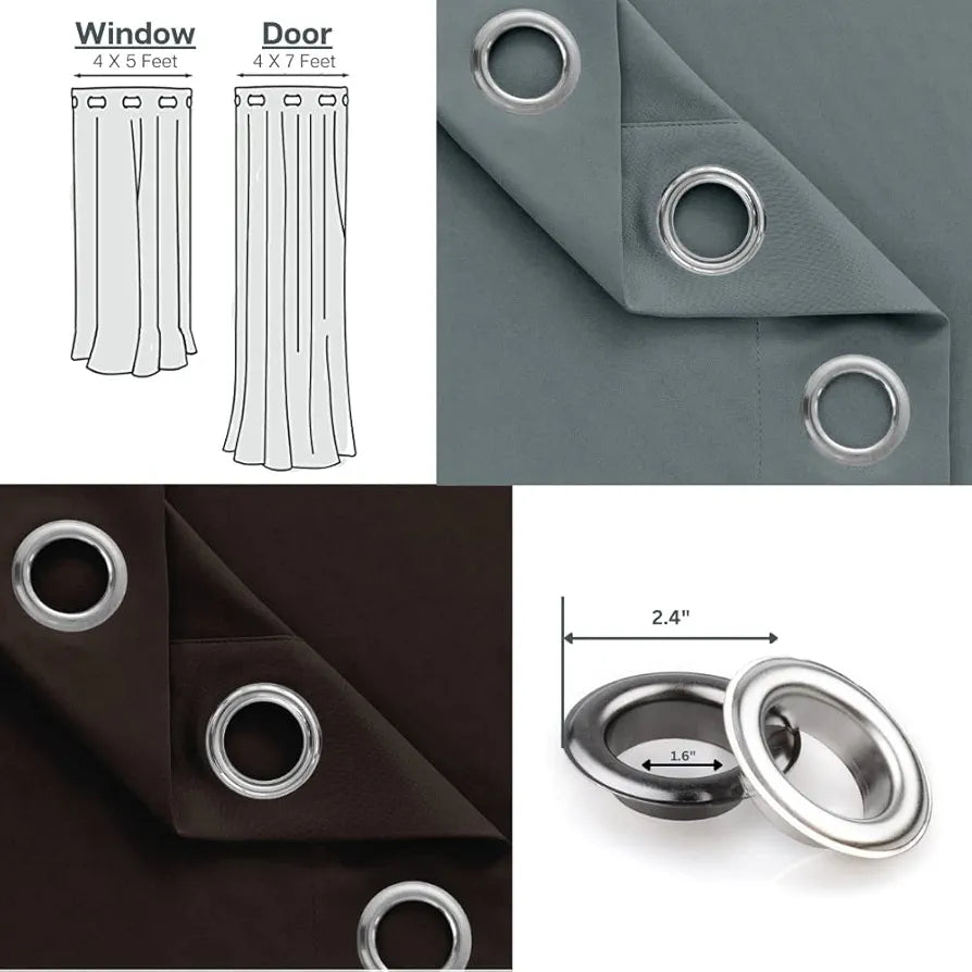 Divine Casa Super Satin Semi Blackout Door Curtains 7 feet Long, Curtain Holder Set of 2 - Glazed Ginger