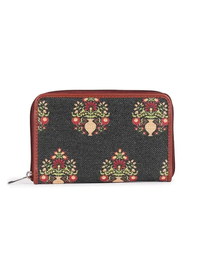 ZOUK Wallets for Women - Handmade Classic Wallets for Females - Vegan Leather and Jute Purse for Ladies - Wallets with Mobile Phone Pocket