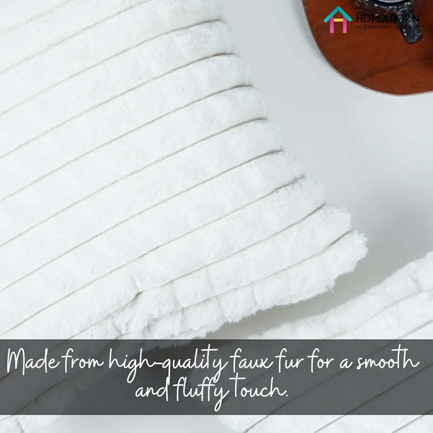 HOMADORN Luxury Plush Fur Reversible Cushion Cover Ultra Soft & Cozy 