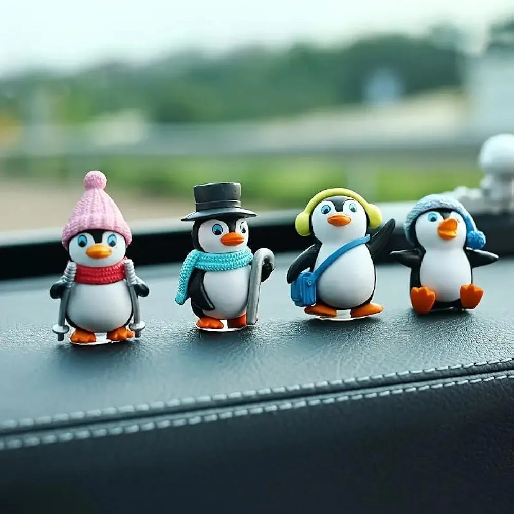 SATYAM KRAFT 1 Set  Resin Penguin Miniature Figurines | Cute Decorative Showpiece | Gift for Him/Her, Home, Bedroom, Living Room, Office, Table, Car Dashboard | Gift & Festive Décor