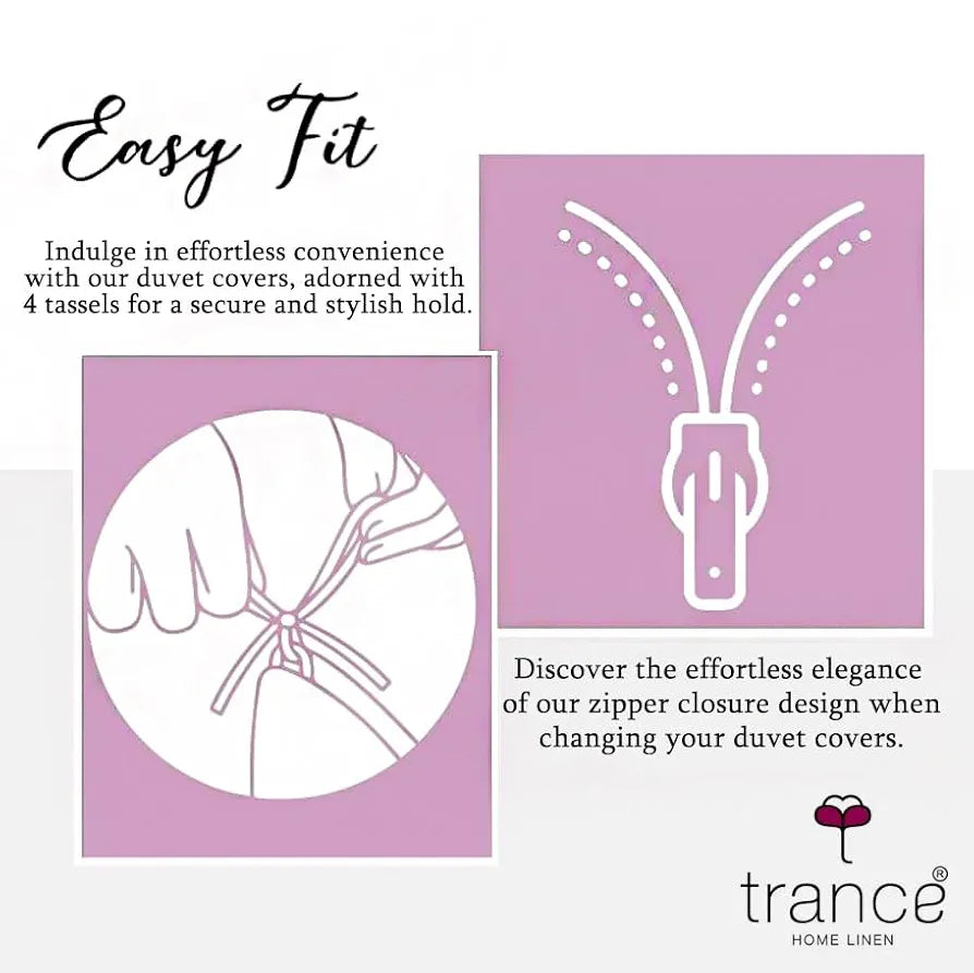 Trance Home Linen Zippered 100% Cotton 144 TC Duvet Cover Quilt Cover Blanket Cover Razai Comforter Cover Only Queen Size 86