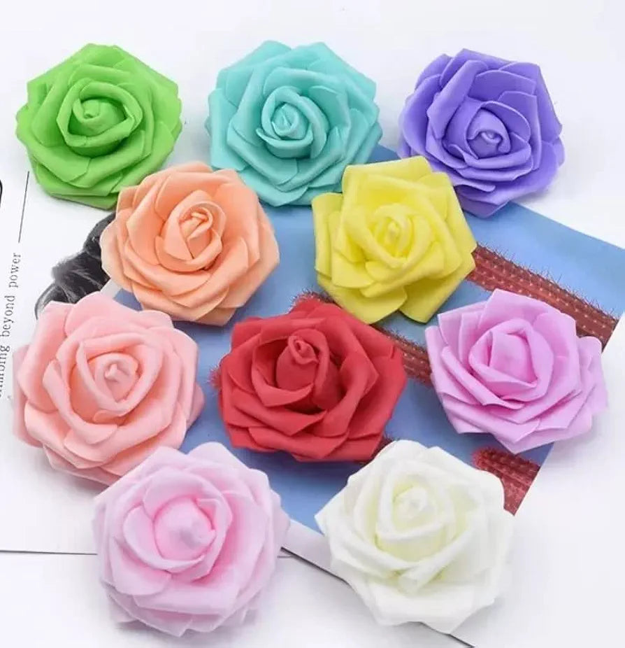 SATYAM KRAFT 12 Pcs Big Artificial Foam Rose Flowers | Ideal for DIY Crafts, Pooja Thali, Navratri, Diwali, Karwa Chauth, Durga Puja, Wedding, Mandap, Birthday & Home Decoration.