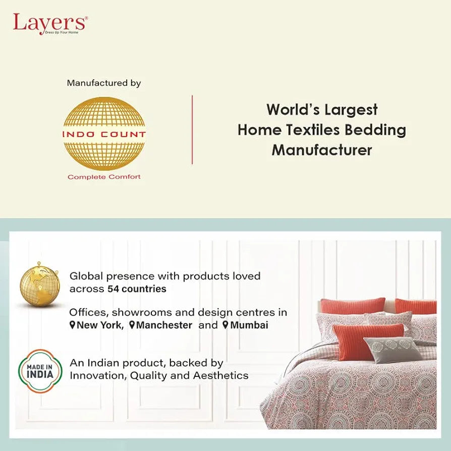 Layers Be Bold 100% Cotton Bedsheet Set for All Seasons - Lightweight, Moisture Absorbent, Machine Washable & Easy to Care - Gift for Housewarming & More - 140 TC - King Size 