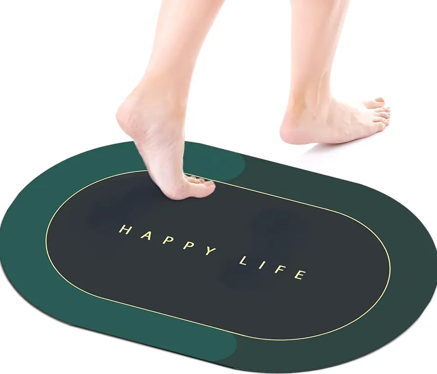 STATUS CONTRACT Happy Life Water Absorbing Mat for Bathroom Quick Dry Rubber Backed Anti-Slip Floor Mat Non Slip Mat for Home, Kitchen  