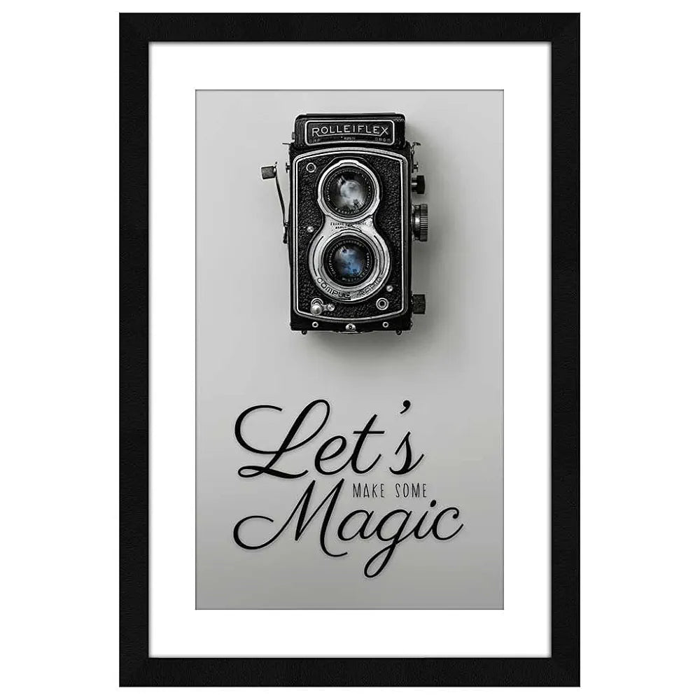 ArtX Paper Let's Make Some Magic Motivational Camera Wall Art Painting, wall decor for living room, Multicolor, Abstract, 12.5 X 18.5 inches, Set of 1