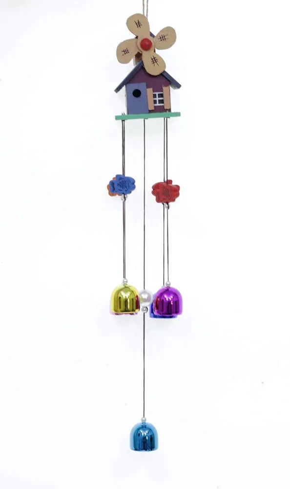 Lilone 4 Bell Brown House Wind Chimes for Home Balcony Bedroom with Good Sound