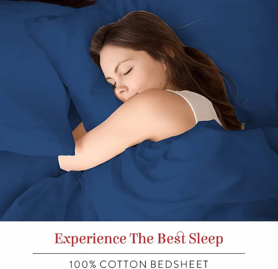 Layers Be Bold 100% Cotton Bedsheet Set for All Seasons - Lightweight, Moisture Absorbent, Machine Washable & Easy to Care - Gift for Housewarming & More - 140 TC - Queen Size 