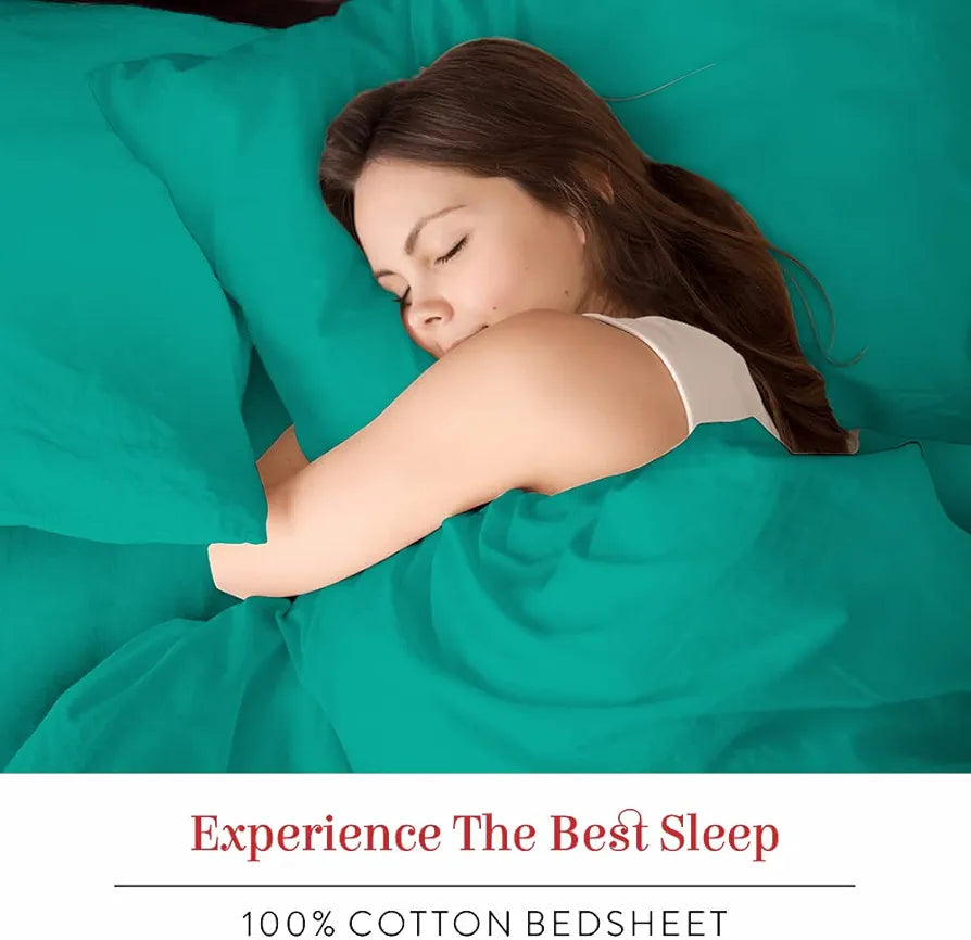 Layers Be Bold 100% Cotton Bedsheet Set for All Seasons - Lightweight, Moisture Absorbent, Machine Washable & Easy to Care - Gift for Housewarming & More - 140 TC - King Size 