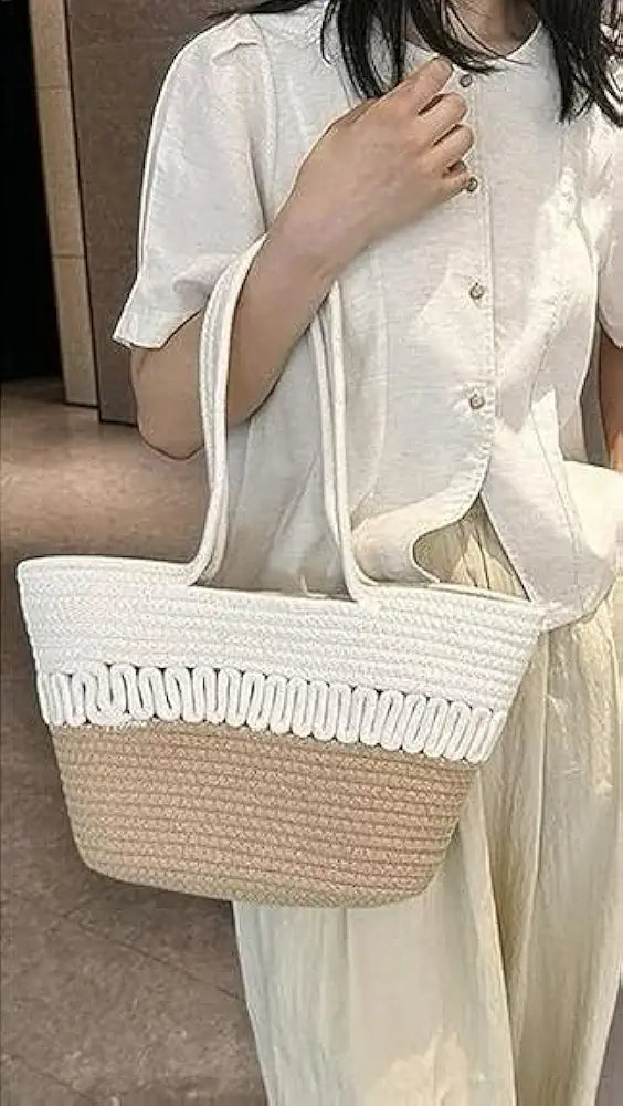 BEAUTIFUL HOMMIES Attractive Hand Bag | large Tote Bag | Summer Bag | Bucket Bag | Basket Bag | Bamboo Tote | Beach Bags for Women | Boho Bag | Handbag | Jute Bag | Handmade Bag