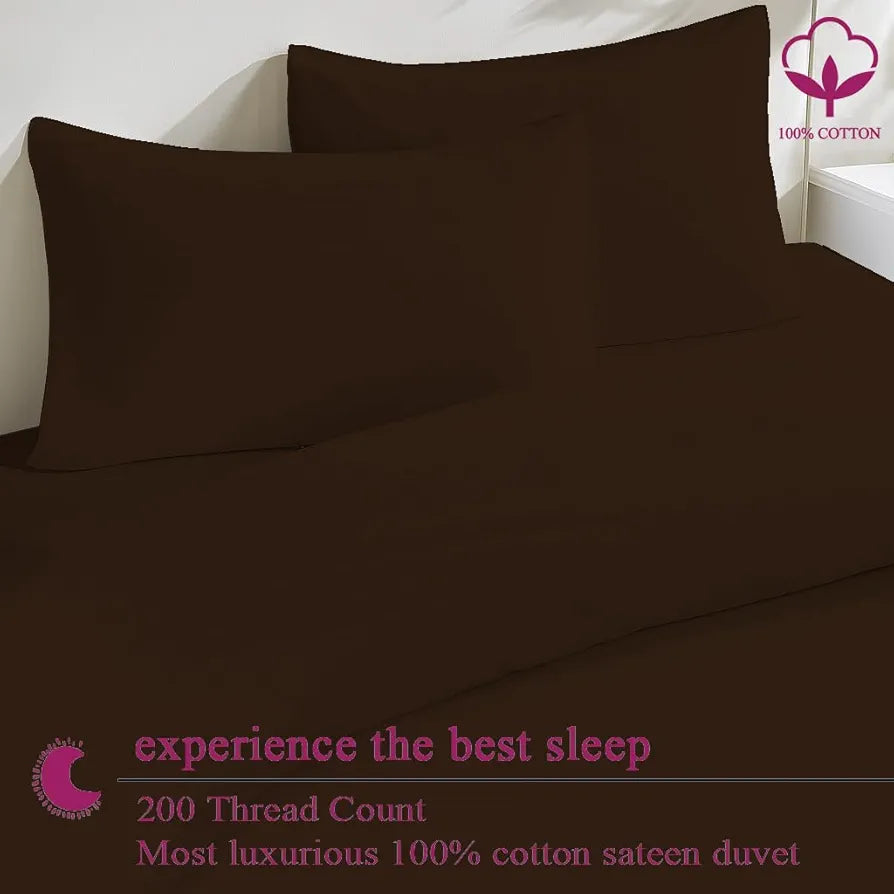 Trance Home Linen Zippered 100% Cotton 200TC Satin Stripe King Size Duvet Cover Quilt Cover Blanket Cover Razai Comforter Cover with 2 Pillow Covers 