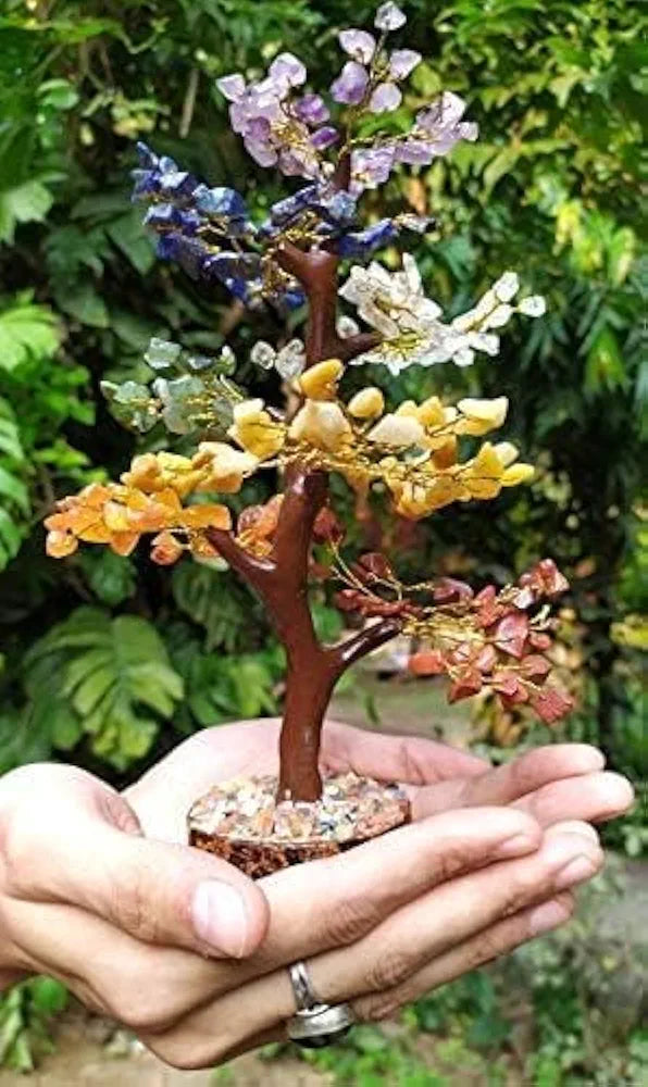 Crocon Seven Chakra Tree of Life for Positive Energy - Feng Shui Decor, Fake Bonsai, Crystals and Healing Stones, Money Tree, Room Decor 7 Chakra, Stone, Healing Crystals, Spiritual Gifts