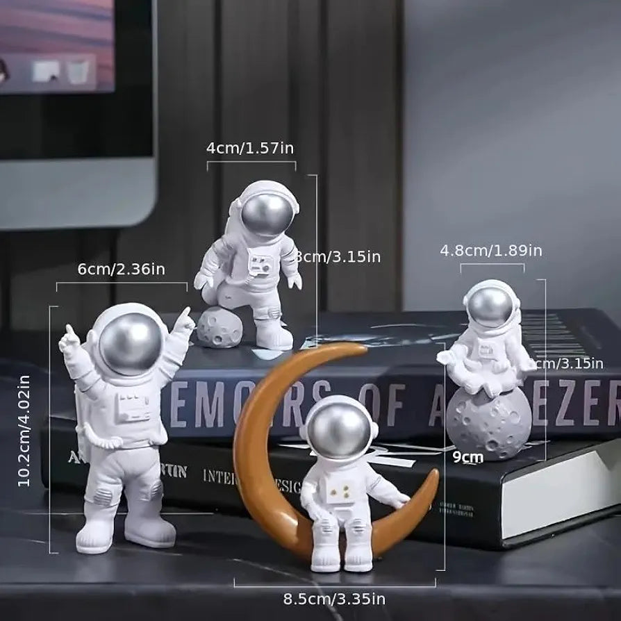 Street27 Resin Astronaut Spaceman Statue Ornament Home Office Desktop Alphabet Figurine Decors Set Of 3- Golden 