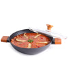 Wonderchef Caesar Forged Virgin Aluminium Kadhai With Glass Lid | 24cm | Black | Greblon C3 Non-stick Coating