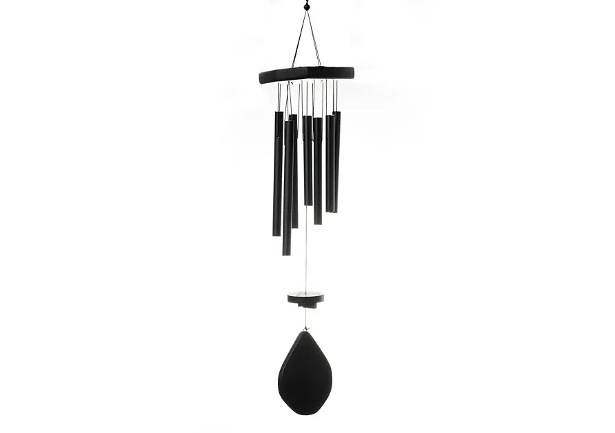 Tej Gifts - Feng Shui Metal Wind Chime 7 Pipes Black Rods Indoor/Outdoor Hanging Good Luck Charm Chimes Gift Item