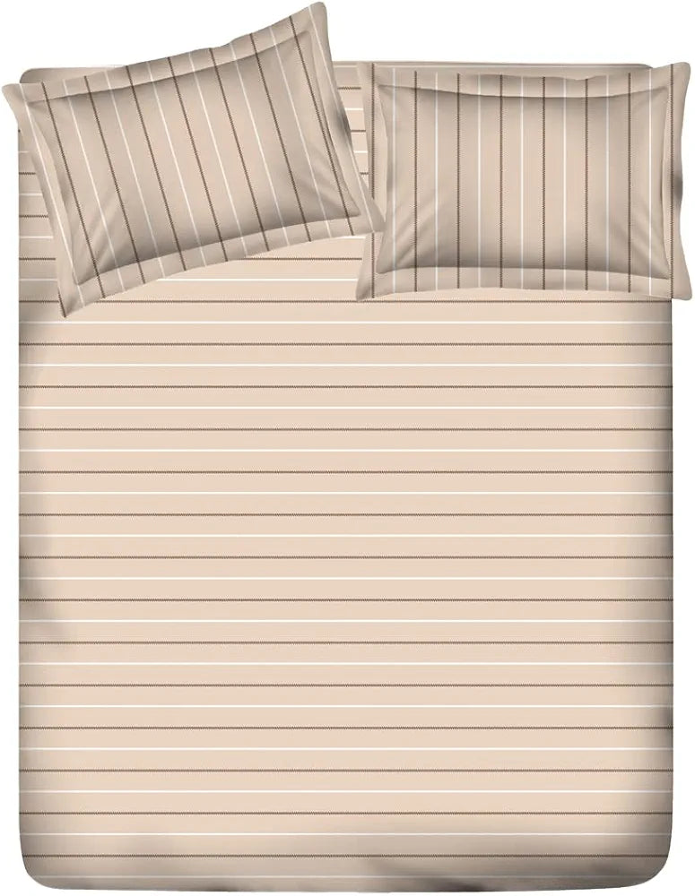 Layers Classic 100% Cotton Bedsheet Set for All Seasons - Lightweight, Moisture Absorbent, Machine Washable & Easy to Care - 104 TC - Queen Size 