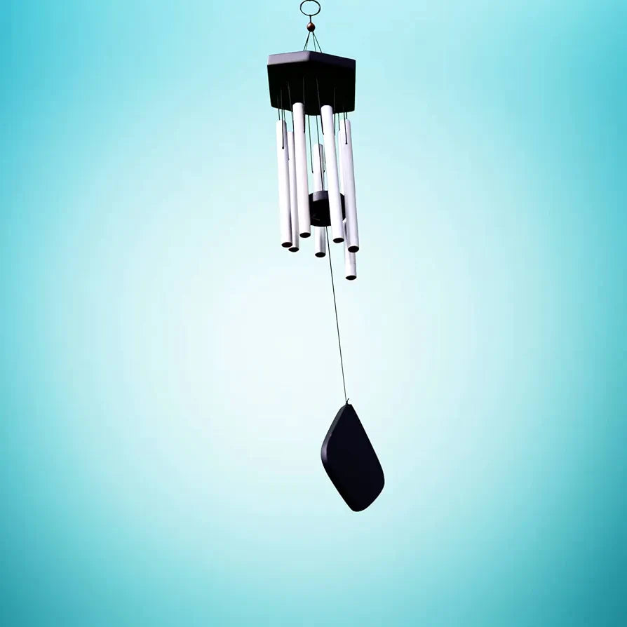 Lilone 7 Pipe Silver Wind Chimes for Home Positive Energy | Windchimes for Balcony Bedroom with Sweet Sound | 60 cm Long