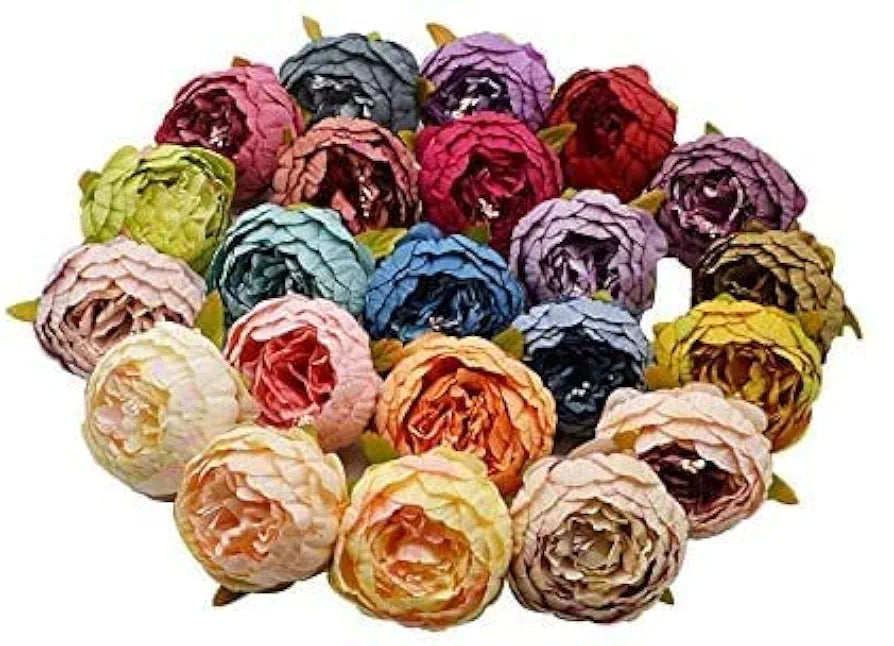 SATYAM KRAFT 6 Pcs Artificial Fabric Rose Flower Heads | Handmade Peony Style Flowers for DIY Crafting, Gift Packing, Bouquet Making, Wedding, Home & Event Decoration 