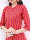 Vishudh Striped Mandarin Collar Cotton Kurta