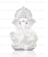 Gold Art India Silver Finish Ganesh Idol For Car Dashboard Ganesha Murti For Home Decor