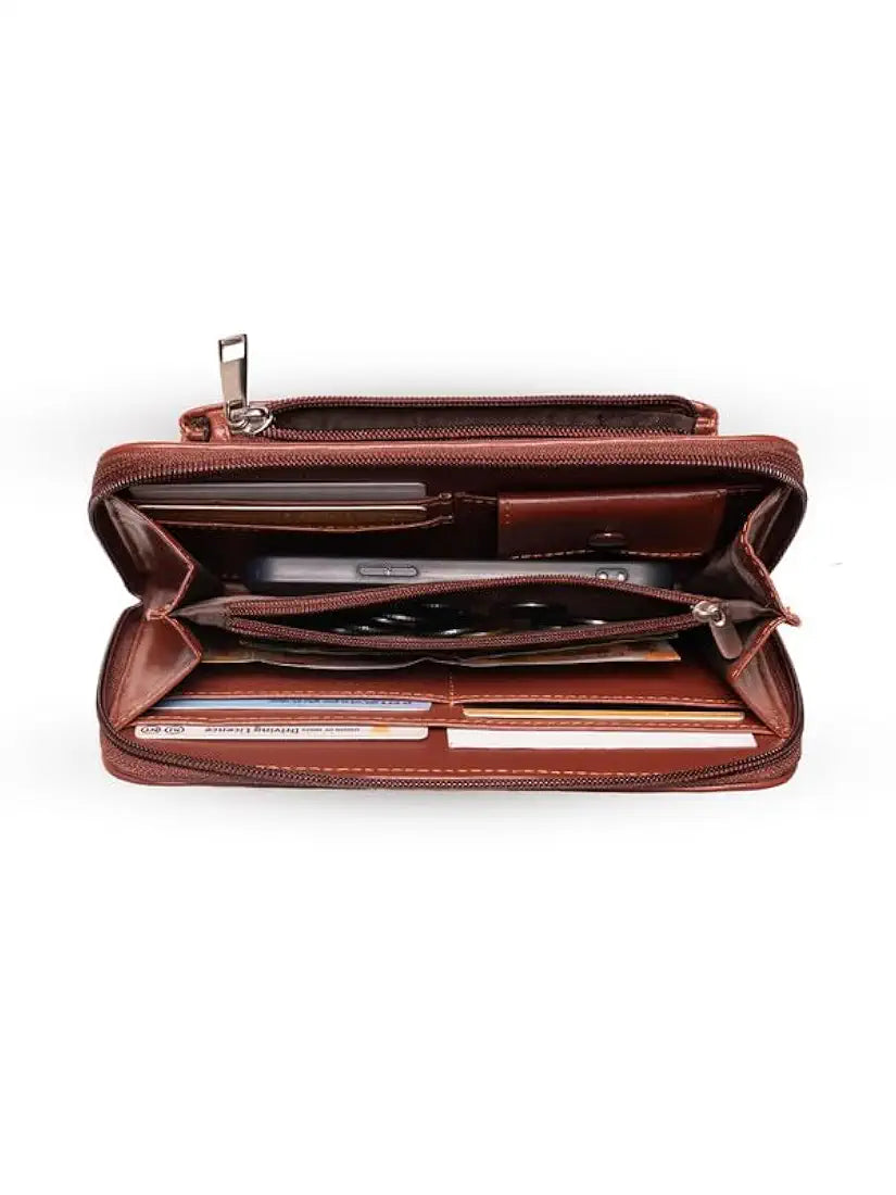 ZOUK Wallets for Women - Handmade Classic Wallets for Females - Vegan Leather and Jute Purse for Ladies - Wallets with Mobile Phone Pocket