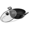 Vinod Hanos Hard Anodised Non Stick Deep Kadhai with Glass lid - 2.6 Litre, 22 cm | 3.25mm Thick | 5X Non Stick