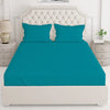 Layers Be Bold Cotton Bedsheet Set for All Seasons Lightweight Moisture Absorbent Machine Washable 140 TC Queen Size Teal/Blue