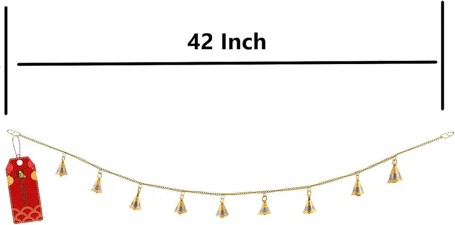 UAPAN Brass Door Hanging Bell with Brass Chain for Bandarwal, Temple Decoration, Mandir, Home Decoration 