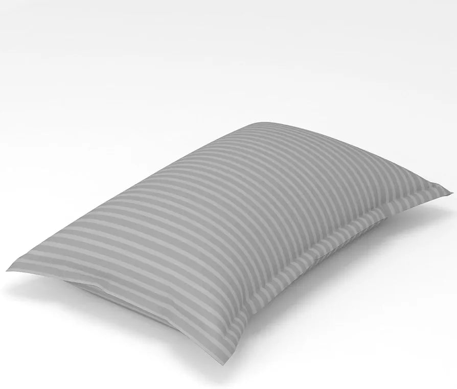Homefab India 160 TC Stripe Glace Cotton Single BedSheet with 1 Pillow Cover - Silver