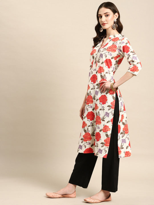 anayna Women Floral Printed Cotton Kurta