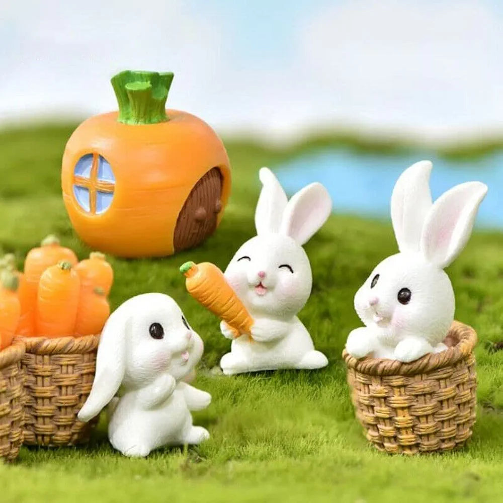SATYAM KRAFT 1 Set  Resin Rabbit Miniature Figurines | Decorative Showpiece | Gift for Him/Her, Home, Bedroom, Living Room,Table, Car Dashboard| Unique Festive Decor
