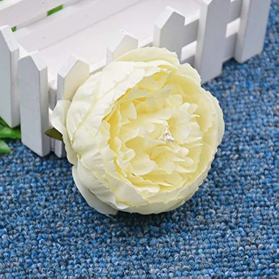 SATYAM KRAFT 6 Pcs Artificial Fabric Rose Flower Heads | Handmade Peony Style Flowers for DIY Crafting, Gift Packing, Bouquet Making, Wedding, Home & Event Decoration 