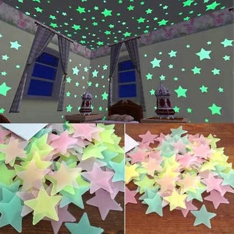 Radium Rangoli Rangoli Radium Stars Ceiling & Wall Decoration for Kids Room Glow in N ...